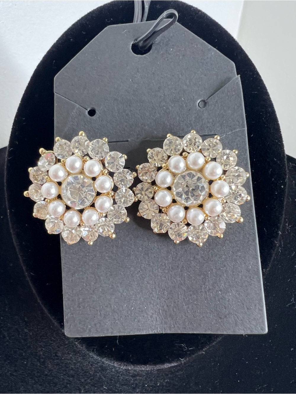 Brand New-Faux Diamond and Pearl Earrings